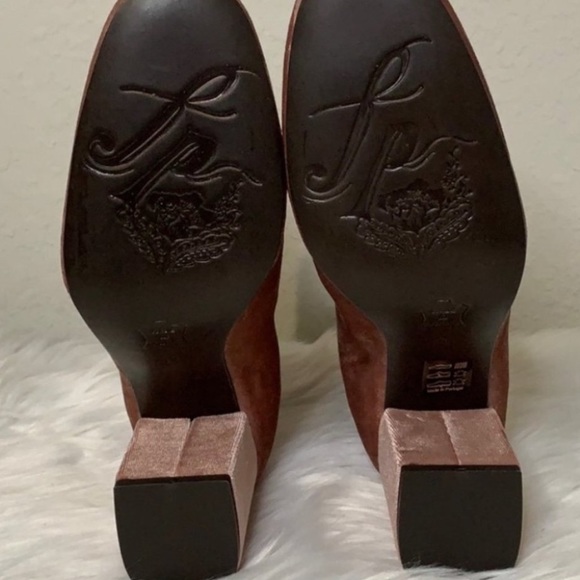 Free People Velvet Cecile Bootie Size 39 Rose Boots Pink Block Heel Velour New - Picture 6 of 10